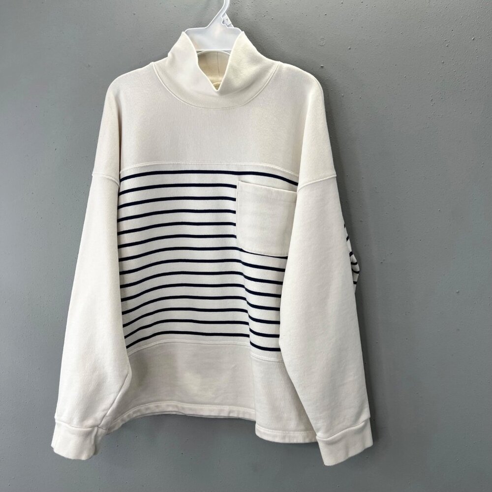 Madewell Re Sourced Cotton Mock Sweatshirt Nautical Stripe L White Current